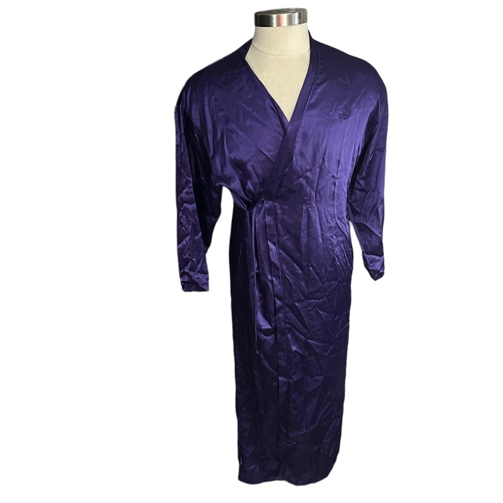 Vintage Oscar De La Renta Pink Label Women Purple Maxi Length Robe Belt 1 Size
